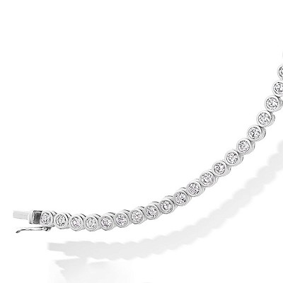 White Gold Round Brilliant Cut Diamond Bracelet