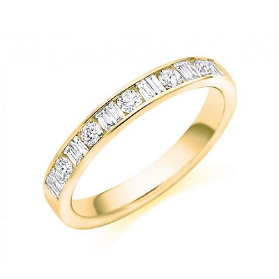 Round Brilliant & Baguette Cut Diamond Half Eternity Ring