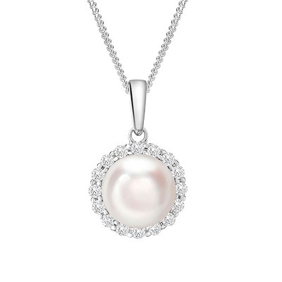 White Gold Pearl & Diamond Necklace